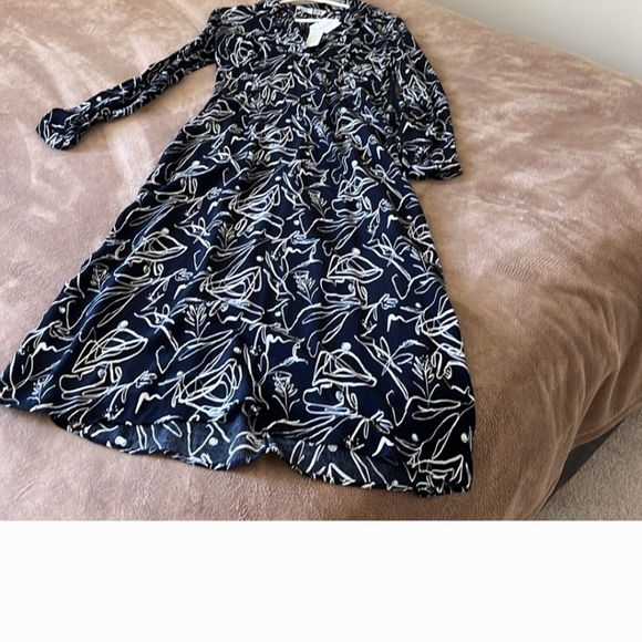 ZARA CARLOTA Black and White Patterned Midi  Dress m - Picture 3 of 5